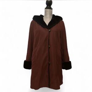 Women's Brown Coat with Black Accents